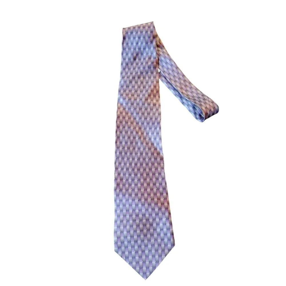 Reaction Kenneth Cole 100% Silk Purple‎ Check Tie Men's Classic Dress Necktie